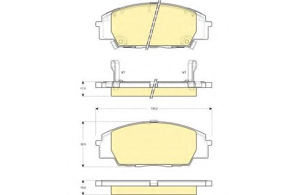 Комплект тормозных колодок, дисковый тормоз GIRLING 6132509