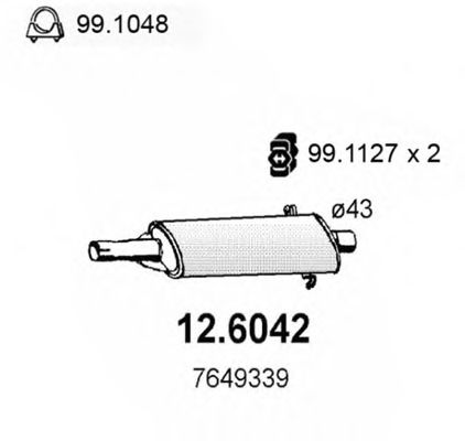 Средний глушитель выхлопных газов ASSO 12.6042