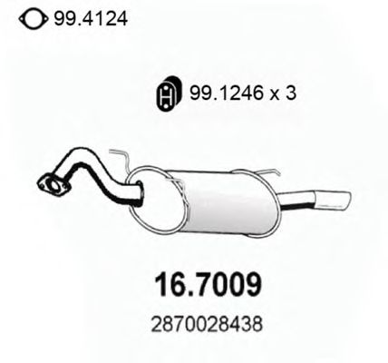 Глушитель выхлопных газов конечный ASSO 16.7009