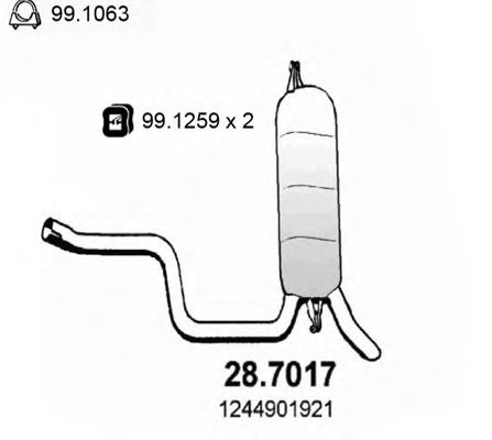 Глушитель выхлопных газов конечный ASSO 28.7017