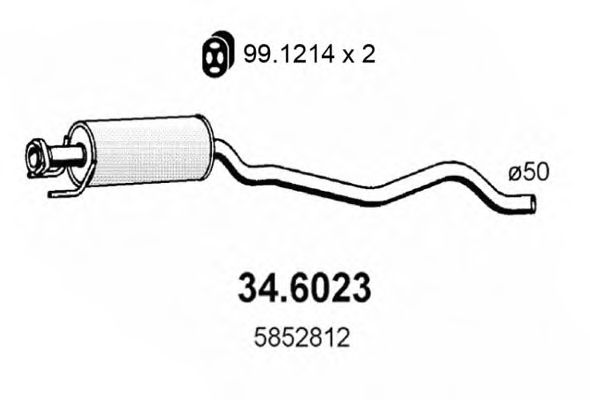 Средний глушитель выхлопных газов ASSO 34.6023