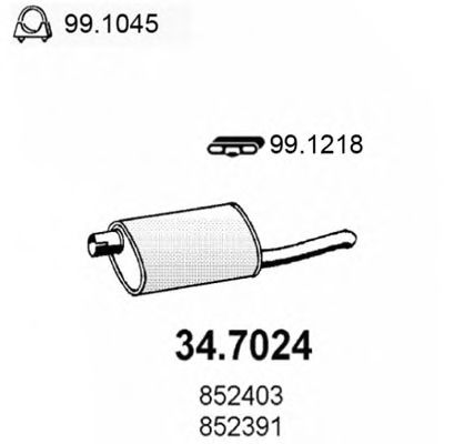 Глушитель выхлопных газов конечный ASSO 34.7024