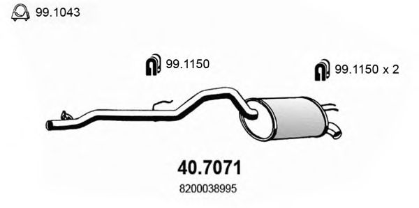 Глушитель выхлопных газов конечный ASSO 40.7071