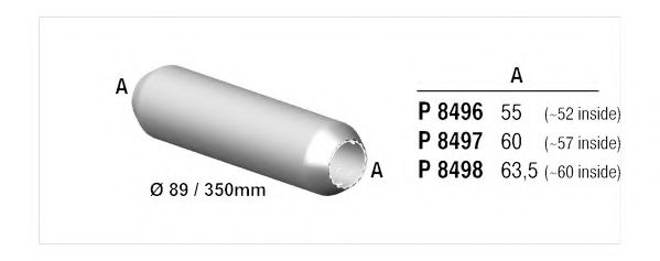 Глушитель выхлопных газов конечный, универсальный FENNO 8496
