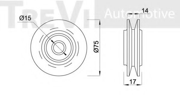 Паразитный / ведущий ролик, поликлиновой ремень TREVI AUTOMOTIVE A1055