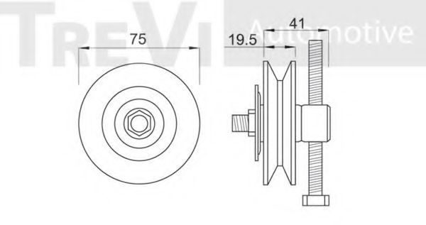 Натяжной ролик, поликлиновой  ремень TREVI AUTOMOTIVE T1708