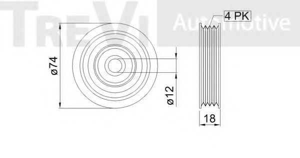 Натяжной ролик, поликлиновой  ремень TREVI AUTOMOTIVE TA1307
