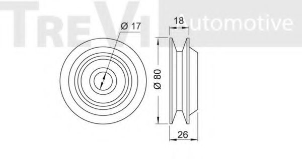 Паразитный / ведущий ролик, поликлиновой ремень TREVI AUTOMOTIVE T1716
