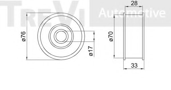 Паразитный / ведущий ролик, поликлиновой ремень TREVI AUTOMOTIVE T1754