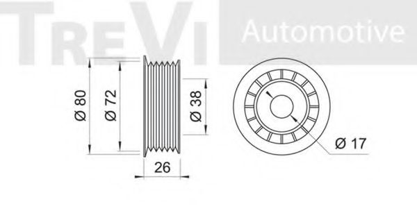 Паразитный / ведущий ролик, поликлиновой ремень TREVI AUTOMOTIVE TA1683