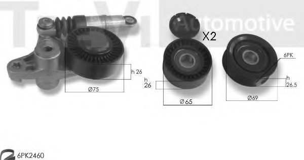 Поликлиновой ременный комплект TREVI AUTOMOTIVE KA1212