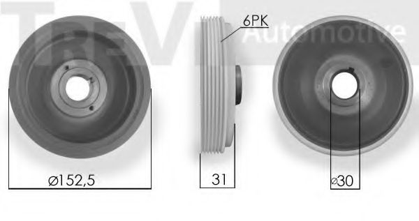Ременный шкив, коленчатый вал TREVI AUTOMOTIVE PC1006