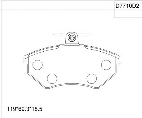 Комплект тормозных колодок, дисковый тормоз ASIMCO KD7710D2