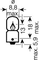 Лампа накаливания, освещение щитка приборов; Лампа накаливания, стояночные огни / габаритные фонари; Лампа накаливания, освещение щитка приборов; Лампа накаливания, стояночные огни / габаритные фонари; Лампа, освещение ящика для перчаток OSRAM 3894