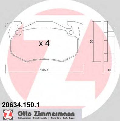 Комплект тормозных колодок, дисковый тормоз ZIMMERMANN 20634.150.1