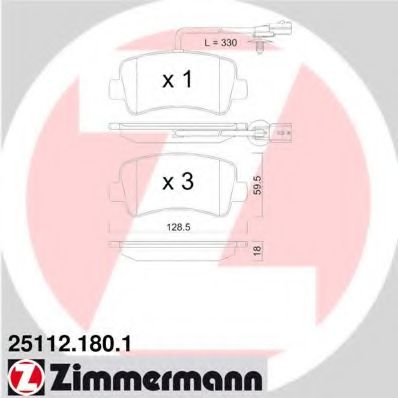 Комплект тормозных колодок, дисковый тормоз ZIMMERMANN 25112.180.1