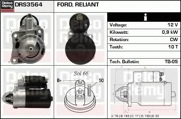 Стартер DELCO REMY DRS3564