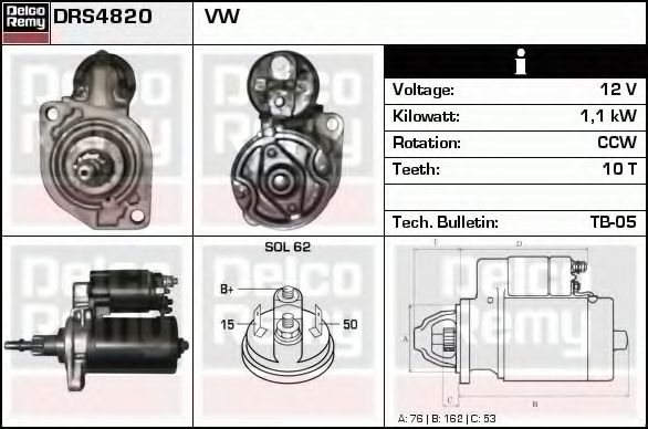 Стартер DELCO REMY DRS4820