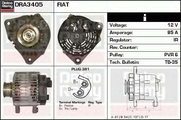 Генератор DELCO REMY DRA3405