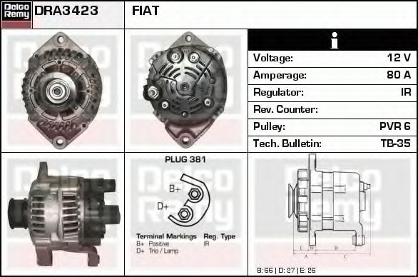 Генератор DELCO REMY DRA3423