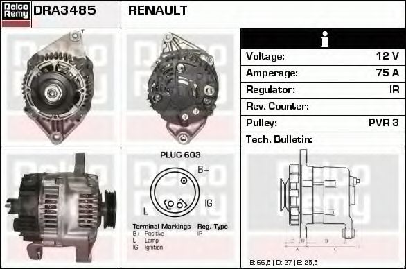 Генератор DELCO REMY DRA3485