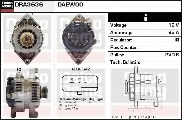 Генератор DELCO REMY DRA3636