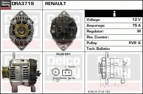 Генератор DELCO REMY DRA3719