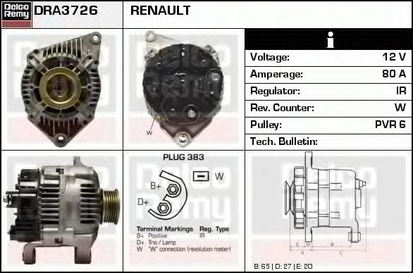 Генератор DELCO REMY DRA3726