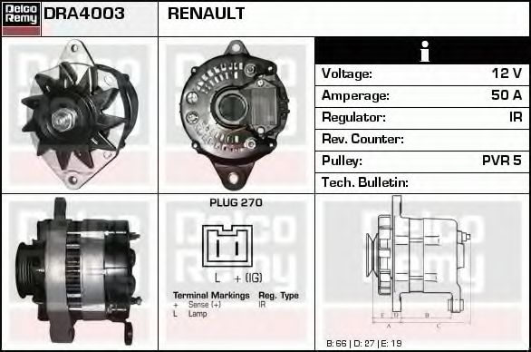 Генератор DELCO REMY DRA4003
