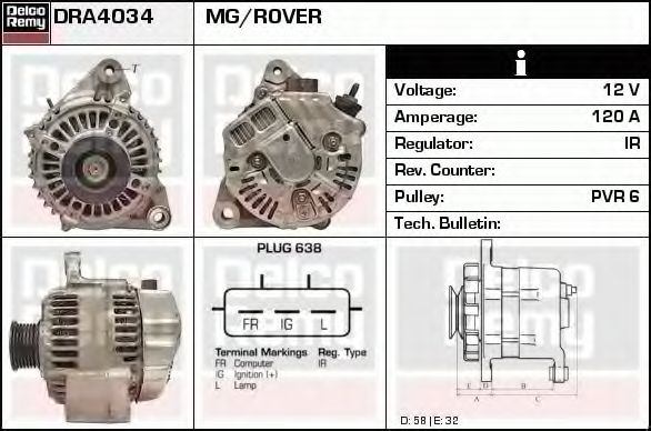 Генератор DELCO REMY DRA4034