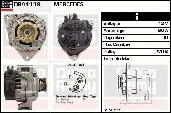 Генератор DELCO REMY DRA4119