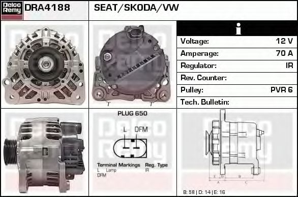 Генератор DELCO REMY DRA4188