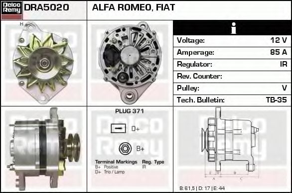 Генератор DELCO REMY DRA5020