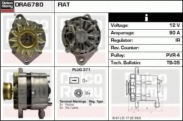 Генератор DELCO REMY DRA6780