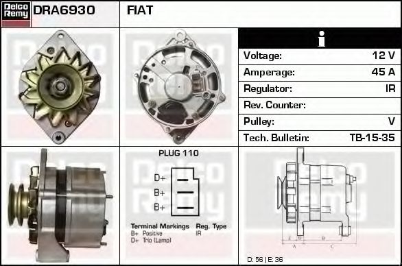 Генератор DELCO REMY DRA6930