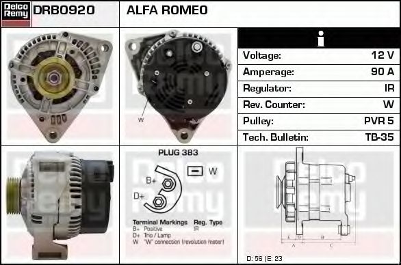 Генератор DELCO REMY DRB0920