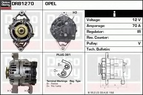 Генератор DELCO REMY DRB1270