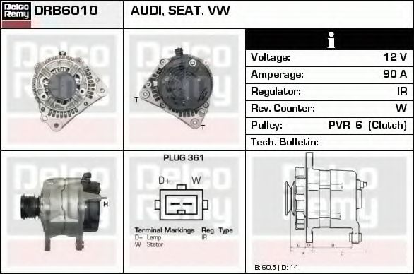 Генератор DELCO REMY DRB6010