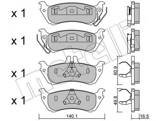 Комплект тормозных колодок, дисковый тормоз METELLI 22-0570-1