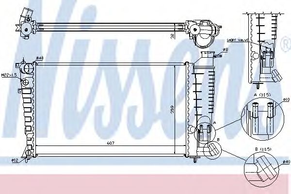 Радиатор, охлаждение двигателя NISSENS 61380A