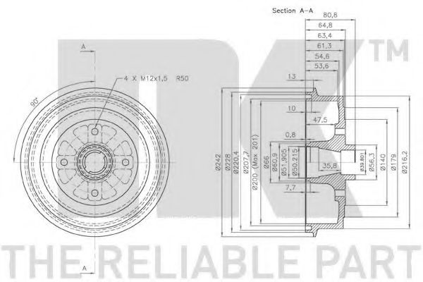 Тормозной барабан NK 255002