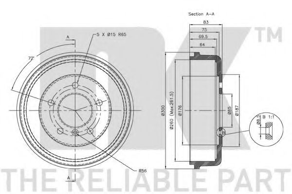 Тормозной барабан JURID 87043