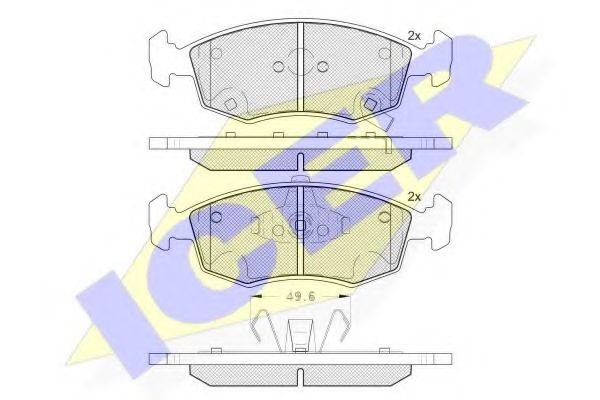 Комплект тормозных колодок, дисковый тормоз ICER 182225