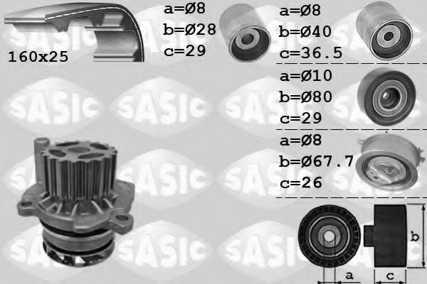 Водяной насос + комплект зубчатого ремня SASIC 3906069