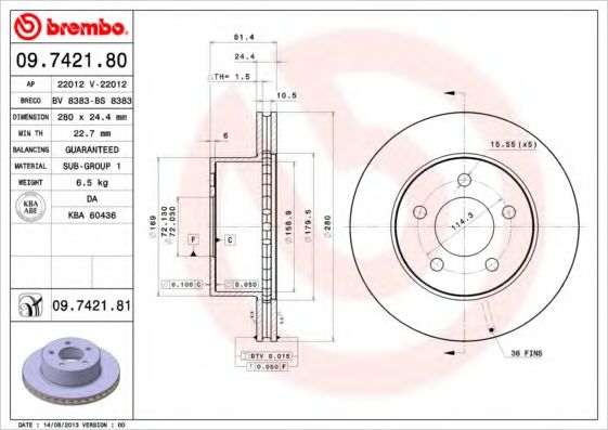 Тормозной диск AP 22012 V