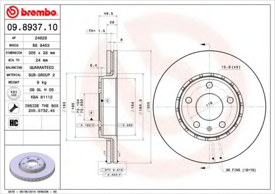 Тормозной диск BRECO BS 8453