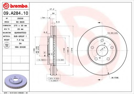 Тормозной диск BRECO BS 8635