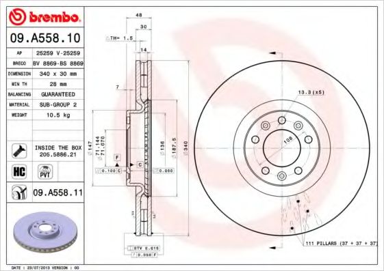 Тормозной диск BRECO BS 8869