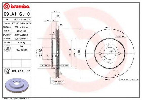 Тормозной диск BRECO BV 8675