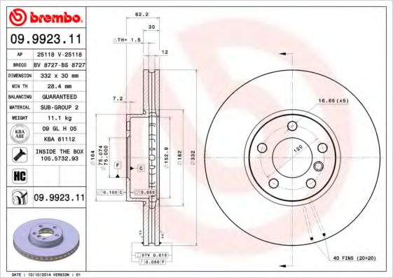 Тормозной диск BRECO BV 8727